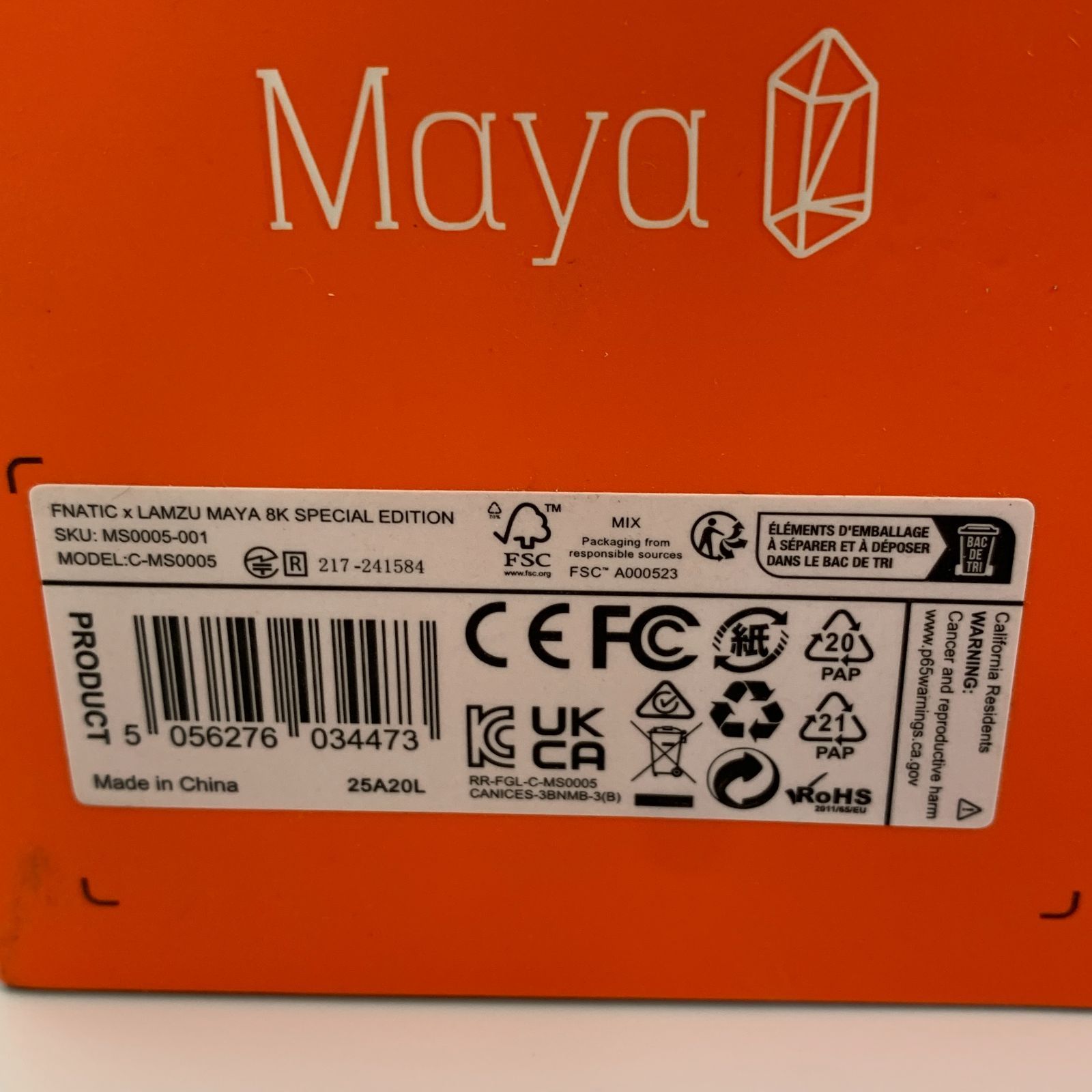 FNATIC x LAMZU MAYA 8K オレンジ FNATIC SPECIAL EDITION ワイヤレス