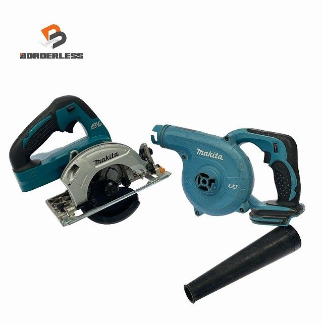 ☆中古品 2点セット☆makita マキタ 18V 125mm 充電式マルノコ HS471D 替刃付き 青 充電式ブロワー UB182D 本体のみ129565