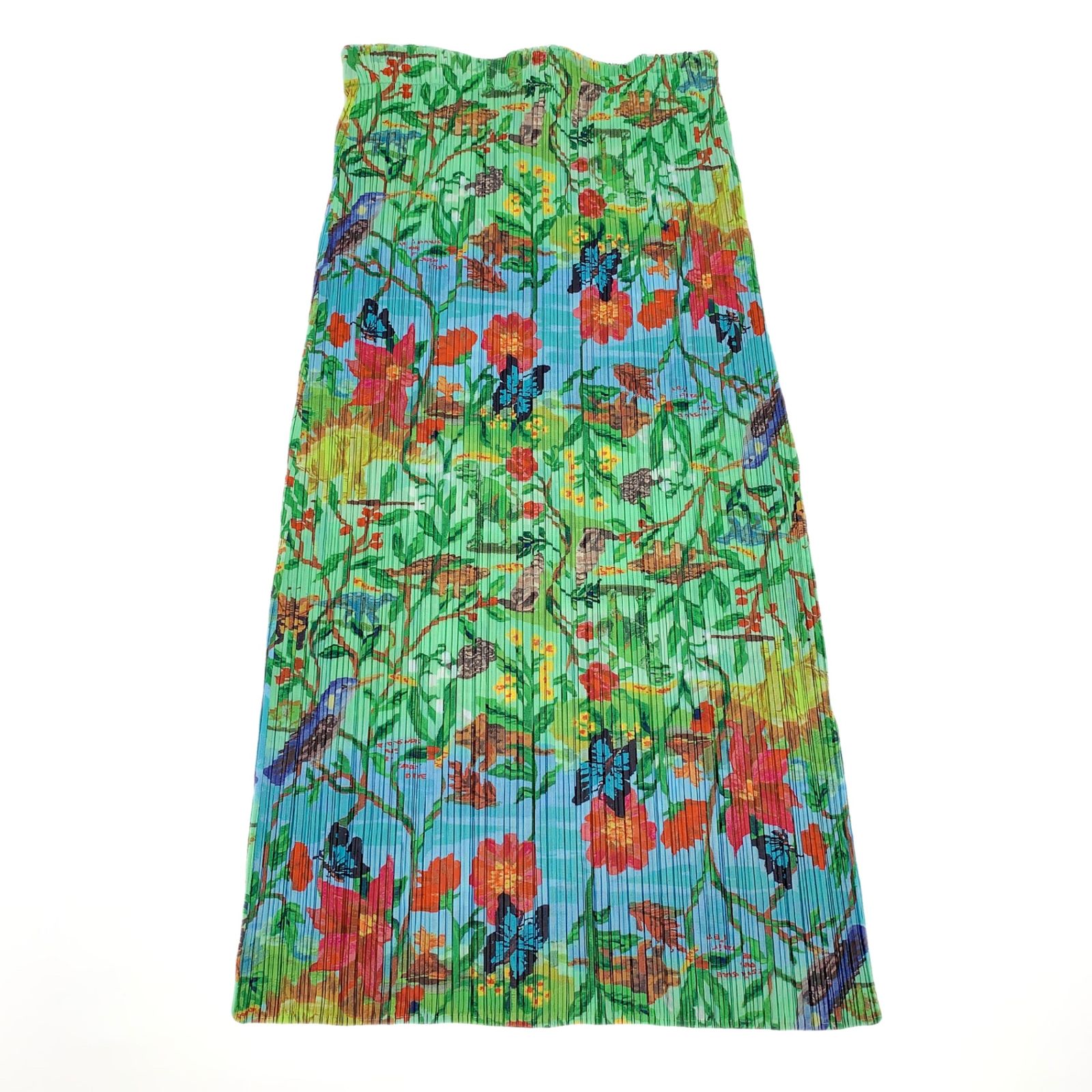 PLEATS PLEASE プリーツプリーズ ISSEY MIYAKE イッセイミヤケ × NATHALIE LETE ナタリーレテ プリーツ加工 転写 フラワー 総柄 スカート グリーン