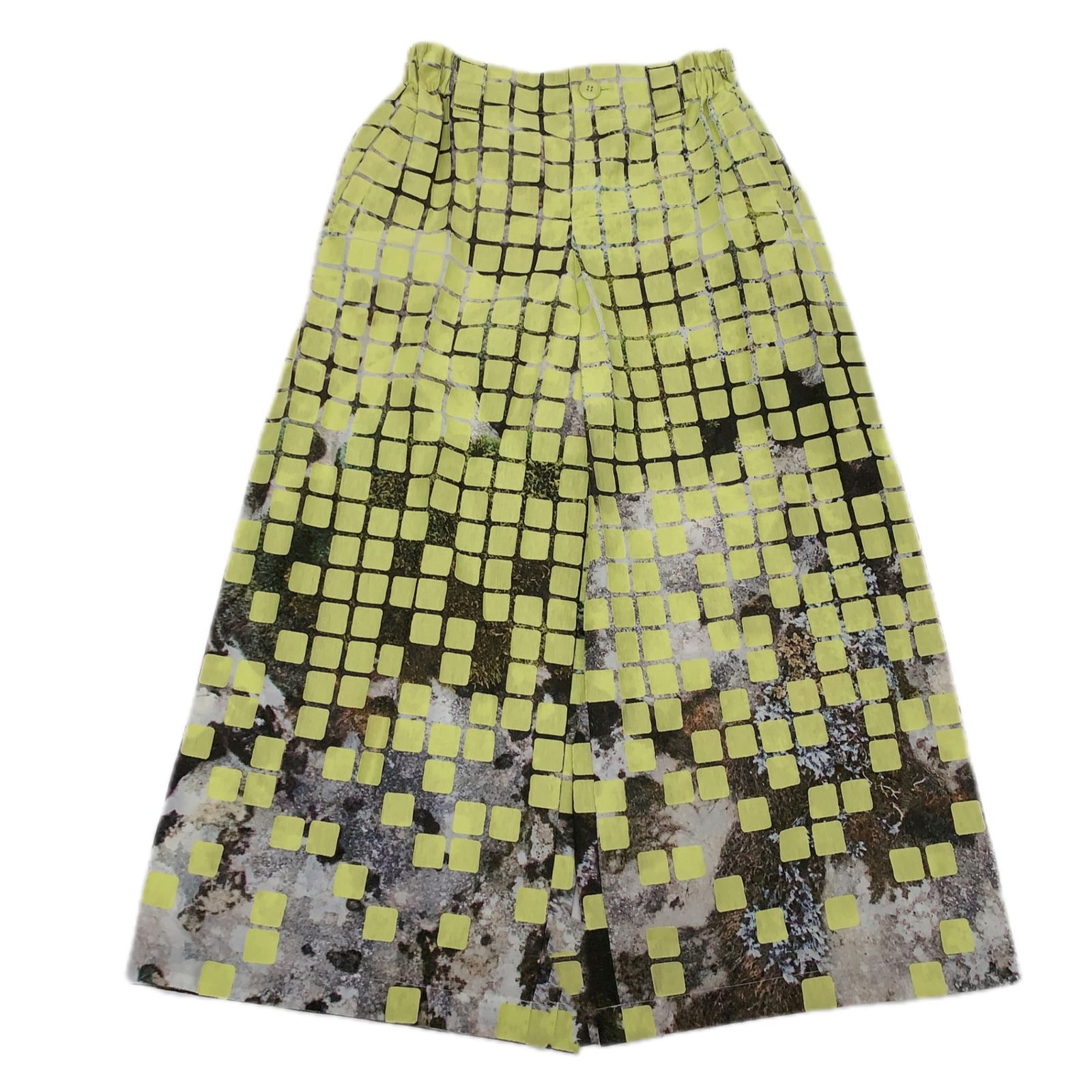 極美品 ISSEY MIYAKE イッセイミヤケ デザイン ワイド パンツ イエロー IM82FF517 サイズ1