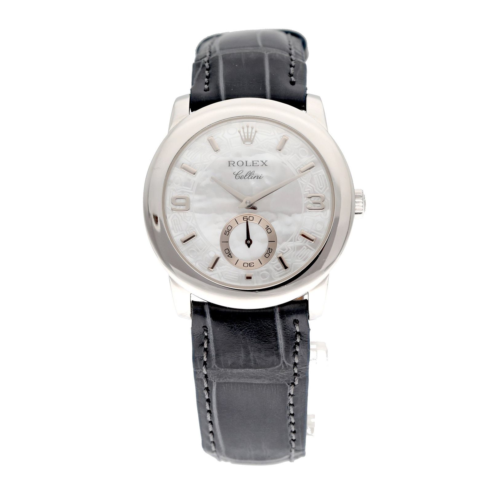 【中古AB】 ロレックス 時計 チェリーニ チェリニウム 5240/6 ホワイト シェル文字盤 手巻き ROLEX Cellinium 社外ベルト