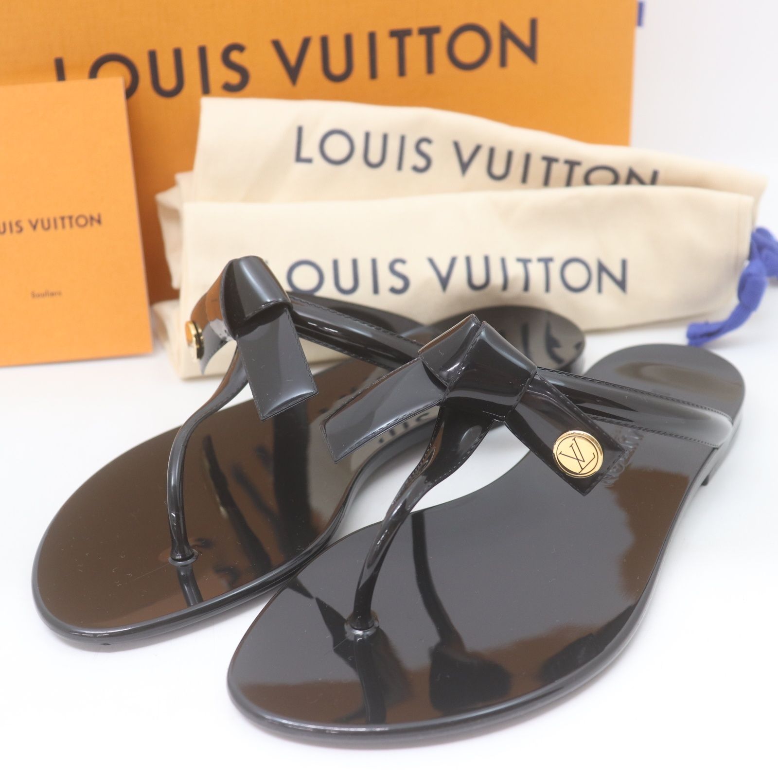 ITSM5TITMM0L LOUIS VUITTON ルイヴィトン シースターライン ラバーサンダル フラットトング ビーチサンダル ブラック レディース サイズ37
