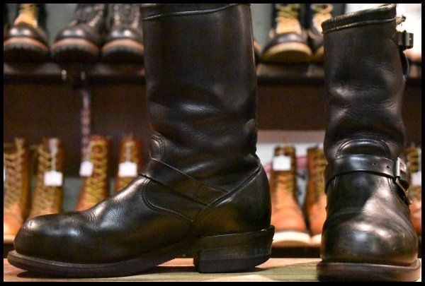 【7D 中古 黒タグ Cマーク PT83】Chippewa チペワ エンジニア 27863 黒 ブラック スチールトゥ ブーツ ビンテージ HOPESMORE【GE532】