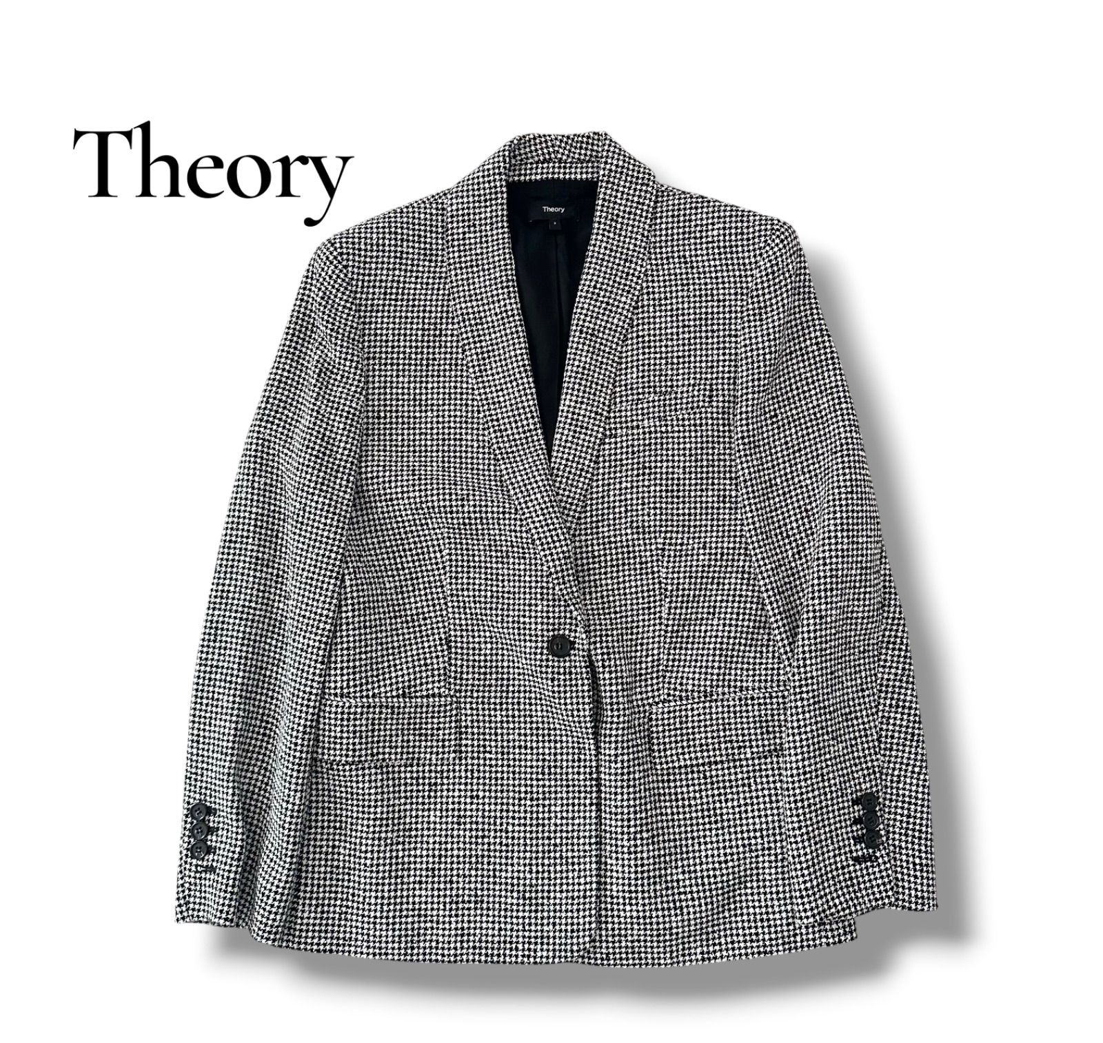 セオリー Theory 千鳥格子 ショールカラージャケット ハウンドトゥース FLUID HOUNDS SHAWL COL JKT 23AW Mサイズ 6JU001
