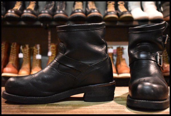 【9E 良品 黒タグ】Chippewa チペワ 1901M58 ショートエンジニア ブラック 黒 ブラックオデッサ ビブラム ブーツ HOPESMORE【GE558】