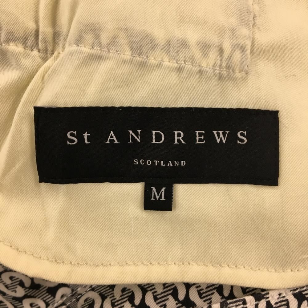 【超美品】セントアンドリュース パンツ 黒×白 総柄 ストレッチ メンズ M ゴルフウェア St ANDREWS