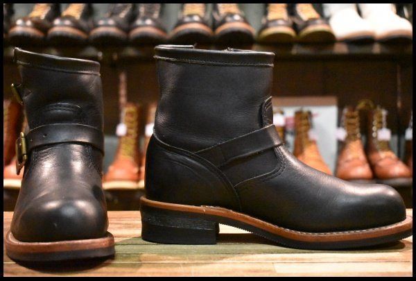 チペワ エンジニアブーツ 91002 スチールトゥ 7 レザー 7E 良品 黒タグ】Chippewa チペワ 91002 ショートエンジニア 7インチ