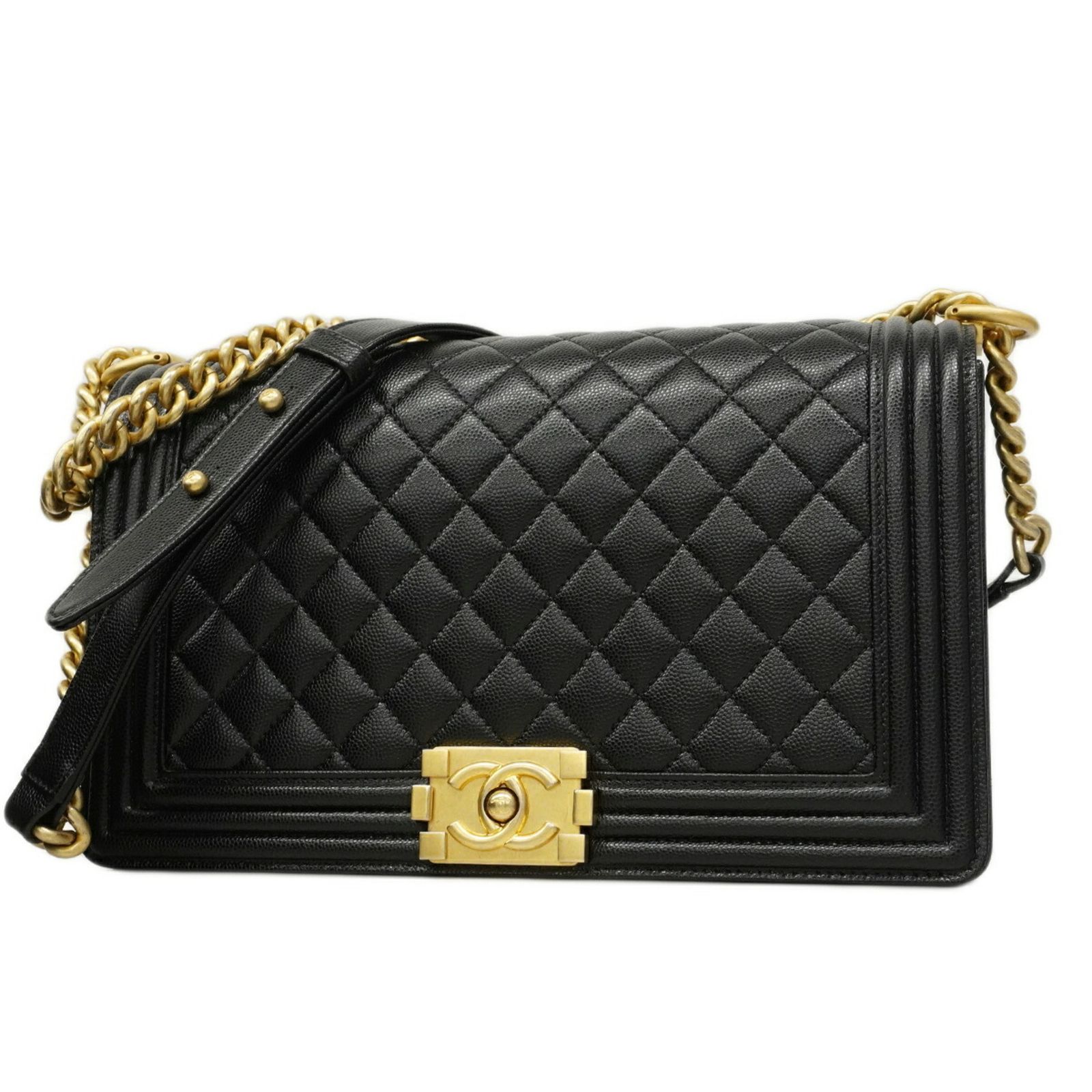 シャネル(Chanel) シャネル ショルダーバッグ ボーイシャネル チェーンショルダー キャビアスキン ブラック レディース OP004062