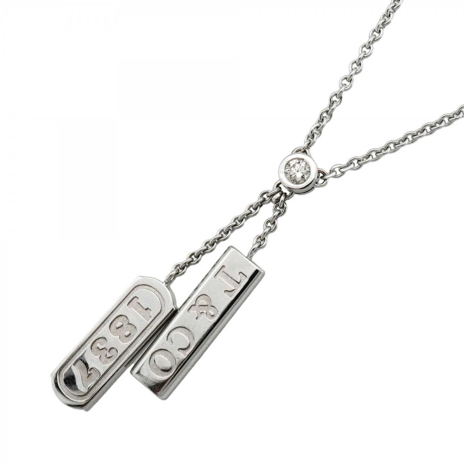 ティファニー(Tiffany) ティファニー ネックレス 1837 ダブルバー 1PD 18KWG ホワイトゴールド ダイヤモンドレディース