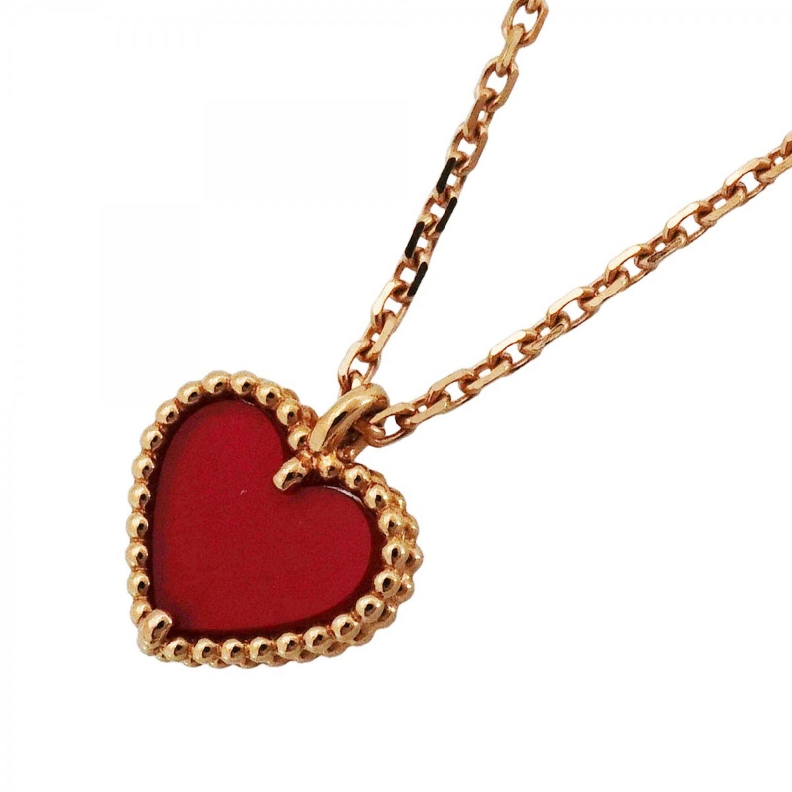 ヴァン・クリーフ＆アーペル(Van Cleef & Arpels) ヴァンクリーフ＆アーペル ネックレス スウィート アルハンブラ ハート 18KPG ピンクゴールド カーネリアン レッドレディース