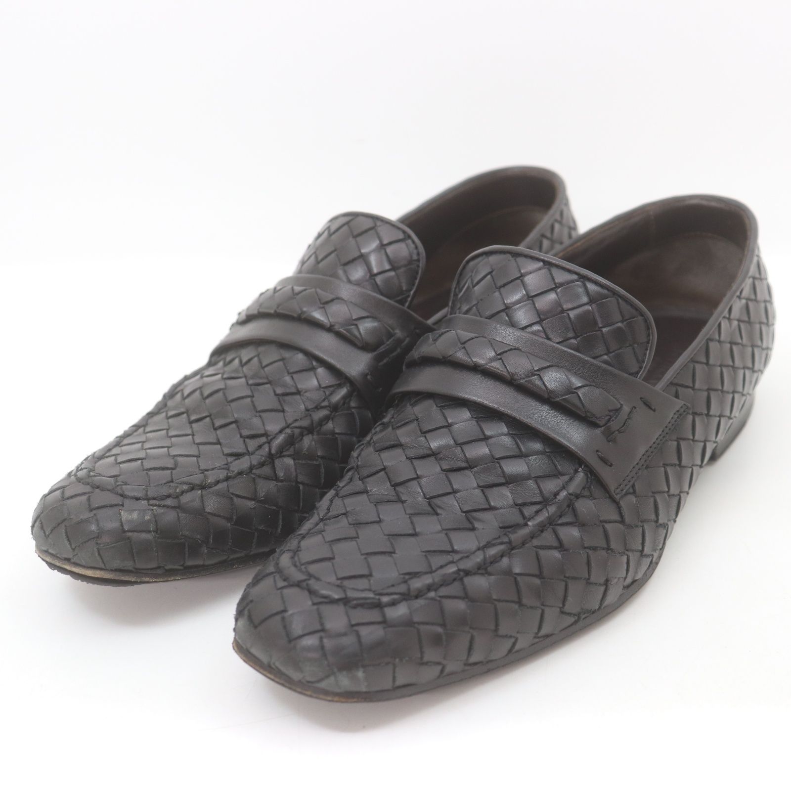 ITWEYN244WDU BOTTEGA VENETA ボッテガヴェネタ イントレチャート ローファー ブラック 黒 ビジネスシューズ フラットシューズ 靴 メンズ サイズ40 1/2