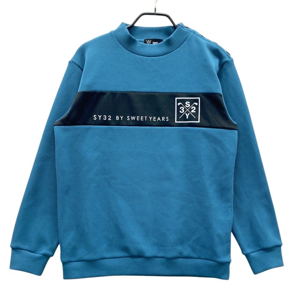 サイズ：L SY32 BY SWEET YEARS GOLF エスワイサーティトゥ モックネック 長袖ニットセーター ブルー系 [240101615480] ゴルフウェア メンズ ストスト