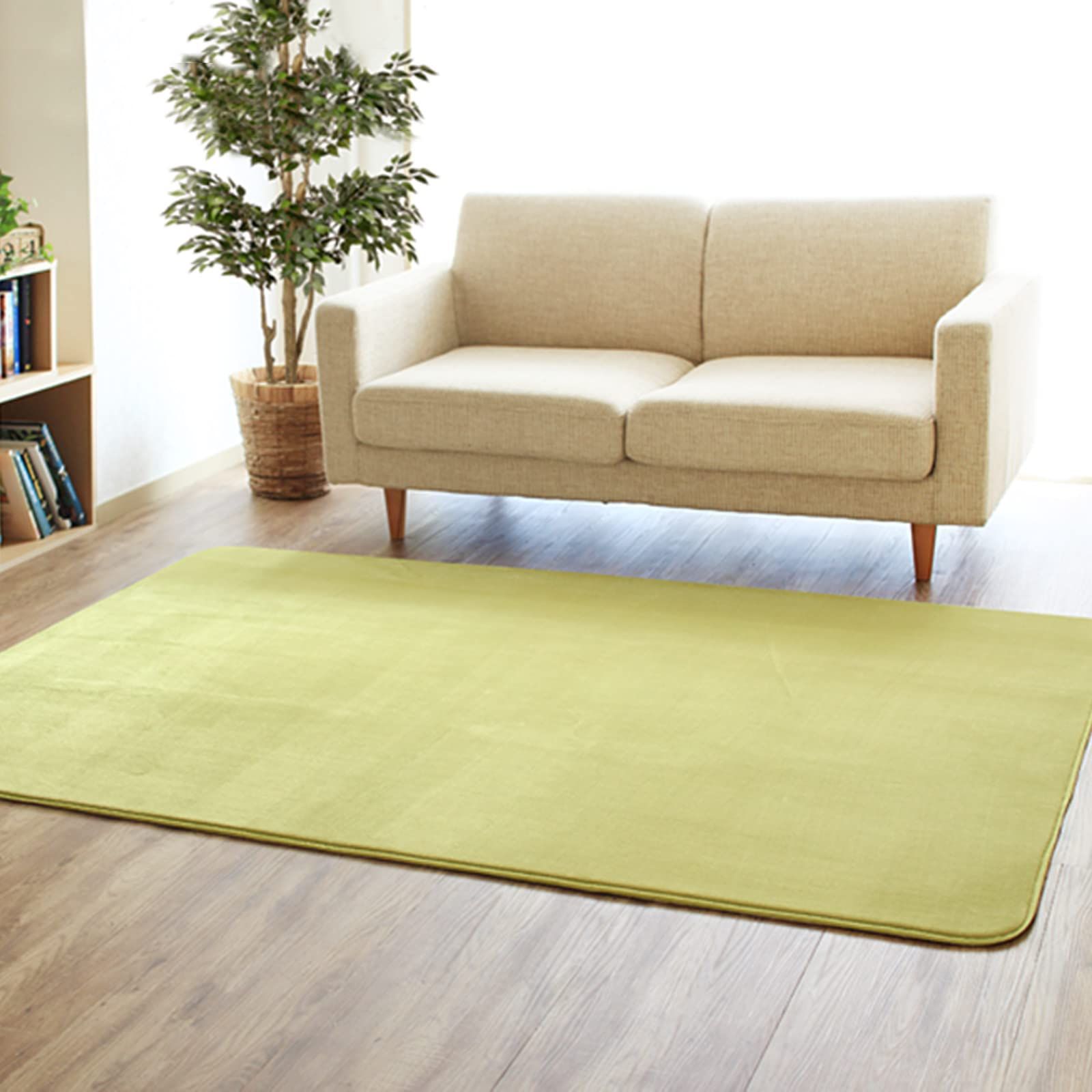 ラグー はっ水＆短毛でお手入れ楽々ラグカーペット 1畳 100×140cm カーキ 洗える 滑り止め 掃除機ラクラク 撥水koe