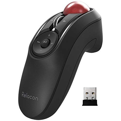 エレコム マウス ワイヤレス (レシーバー付属) トラックボール ハンディタイプ Relacon メディアコントロールボタン搭載 静音 ブラック M-RT1DRBKkoe