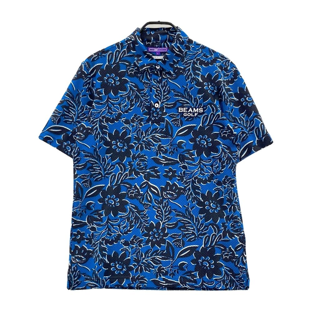 サイズ：L BEAMS GOLF ビームスゴルフ 半袖ポロシャツ メッシュ 総柄 ブルー系 [240101707446] ゴルフウェア メンズ ストスト