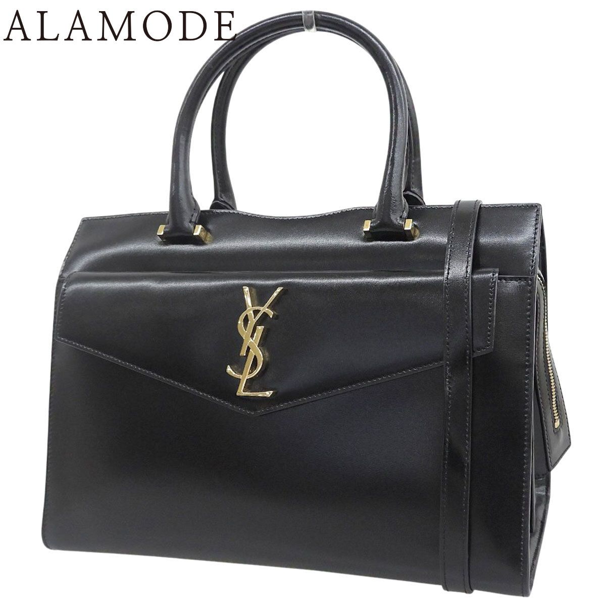 SAINT LAURENT PARIS(サンローランパリ) アップタウン ミディアム トートバッグ ハンドバッグ 2WAY ショルダー 肩掛け レザー ブラック黒 ゴールド金具 557653 レディース 40802198718【中古】【アラモード】