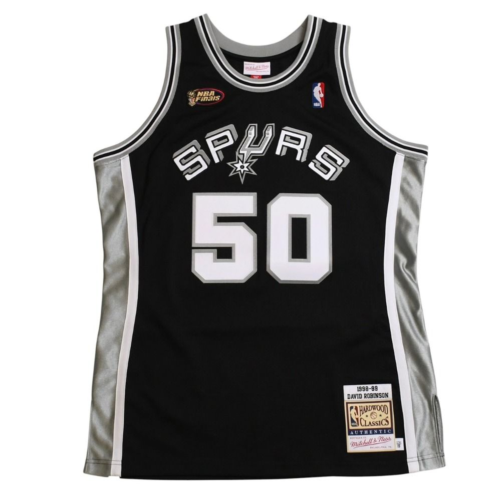 新品同様品 Mitchell&Ness ミッチェルアンドネス サンアントニオスパーズ デビッドロビンソン 1998-99 ハードウッドクラシックス オーセンティックジャージ サイズL グレー ブラック 中古 4a002299