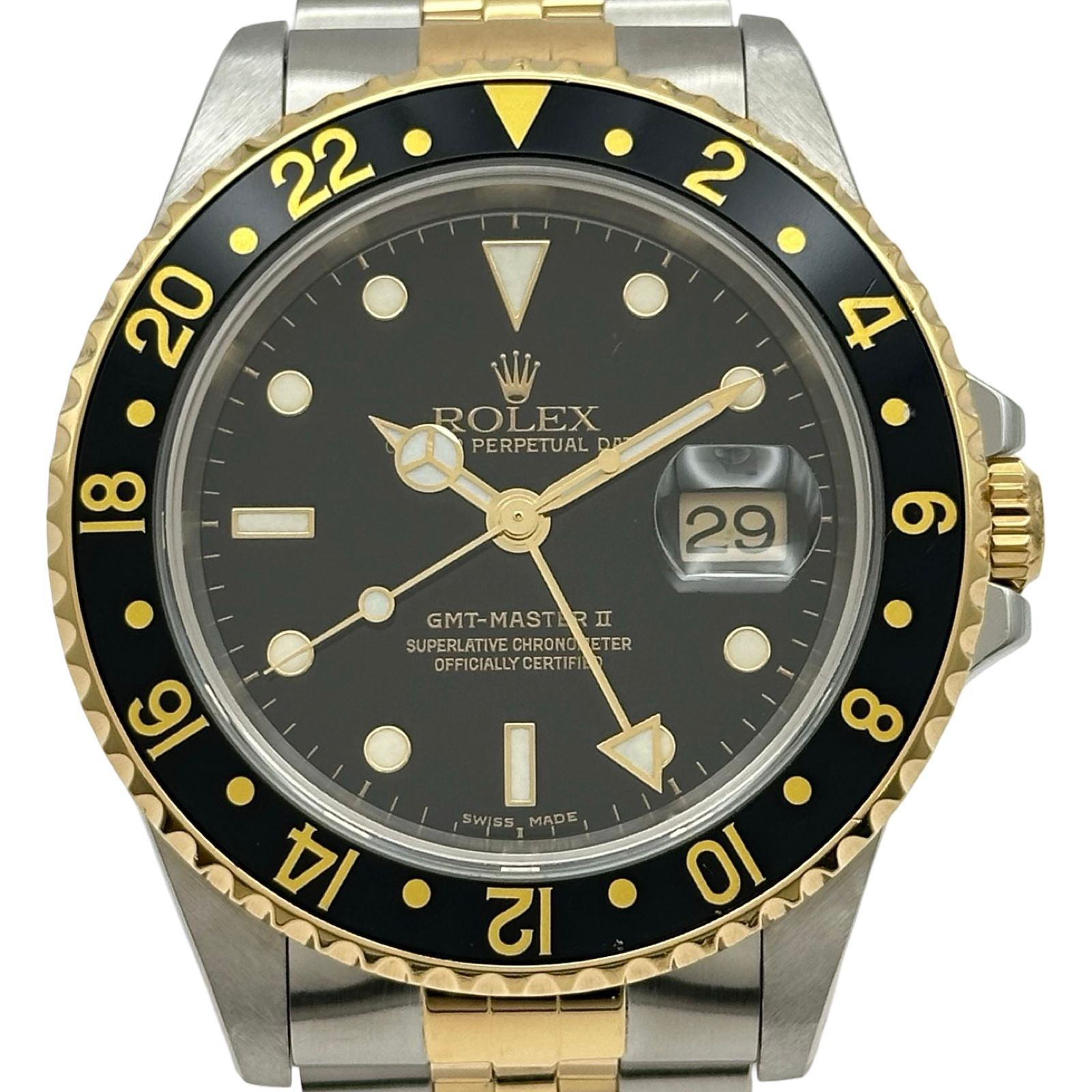 ロレックス ROLEX GMTマスター2 16713 ブラック ゴールド/ステンレススチール 自動巻き メンズ 腕時計