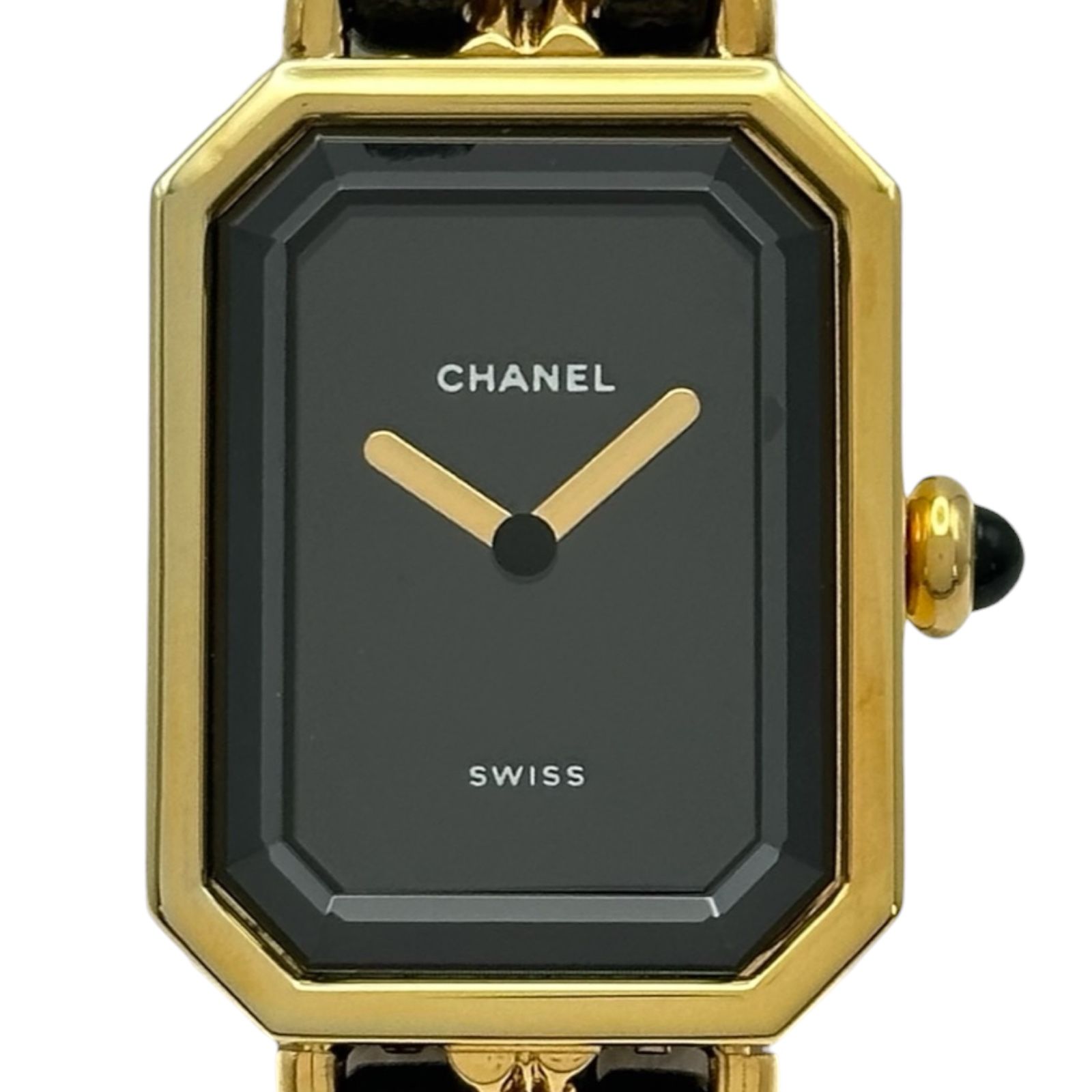 シャネル CHANEL プルミエール S H0001 ブラック ゴールドプレーテッド クオーツ レディース 腕時計