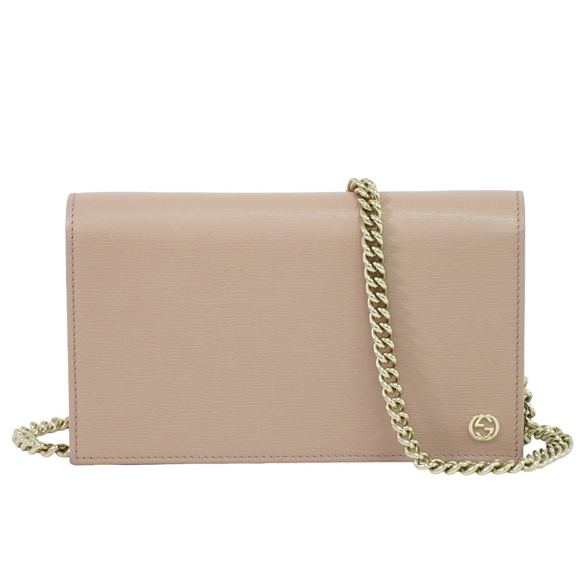本物 グッチ GUCCI インターロッキングG チェーン ショルダーウォレット ポシェット 長財布 ピンク 354697 財布 ウォレット バッグ 中古・