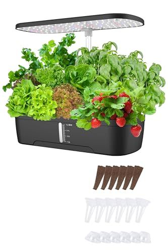 ☆新品☆[MRG] 水耕栽培キット 12株同時栽培 LED植物育成ライト・自動水循環 室内 家庭菜園セット 高さ調整 タイマー搭載 ハーブ 野菜栽培 土不要 育苗 食育にも(01.ブラック) ea9f3ed3