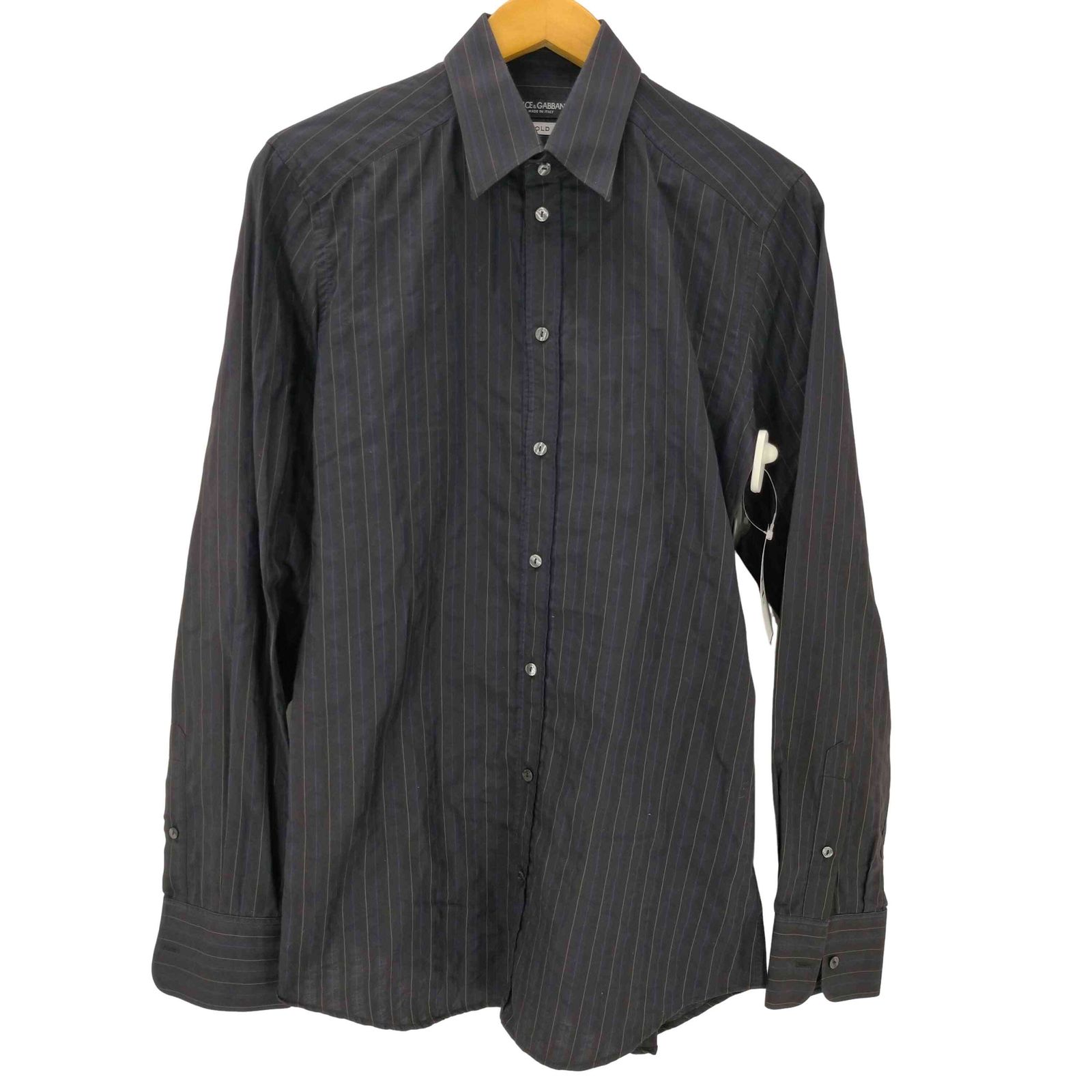 ドルチェアンドガッバーナ DOLCE&GABBANA 00S MADE IN ITALY Striped Dress Shirt イタリア製 L/S バックタック デザイン ストライプ ワイドカラー ドレス シャツ 襟芯 メンズ 39/ 15 2/1