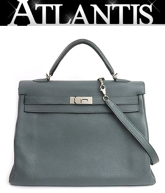 【広尾店】エルメス HERMES ケリー40 ハンドバッグ 2WAYバッグ トリヨンクレマンス ブルーオラージュ SV金具 □Q刻印(2013年) 【19290】