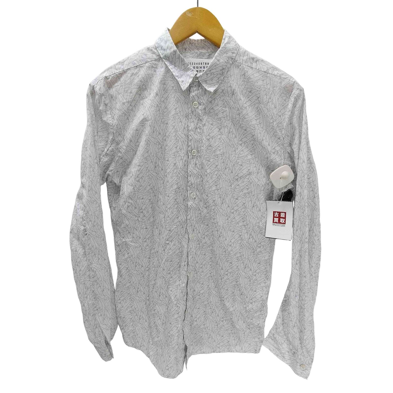 メゾンマルタンマルジェラ Maison Martin Margiela 11SS ここのえタグ 10 イタリア製 フェザー柄 総柄 L/S シャツ メンズ EUR：44