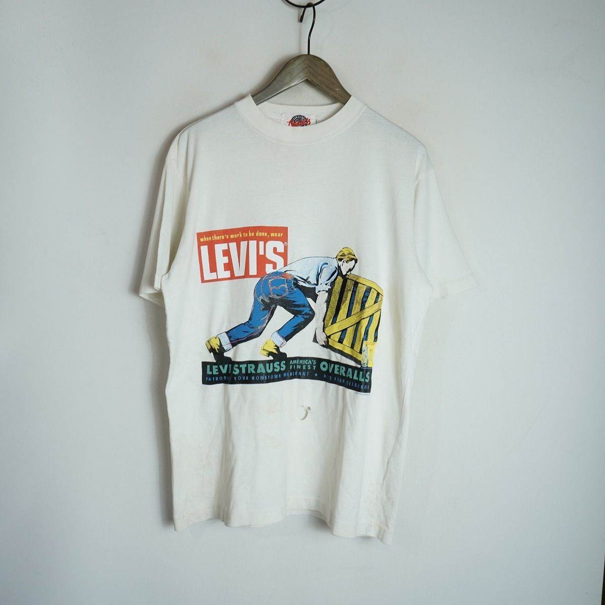 90S Levi's リーバイス 1993 グラフィック Tシャツ 半袖 カットソー ビンテージ 白 L 3517Q★4