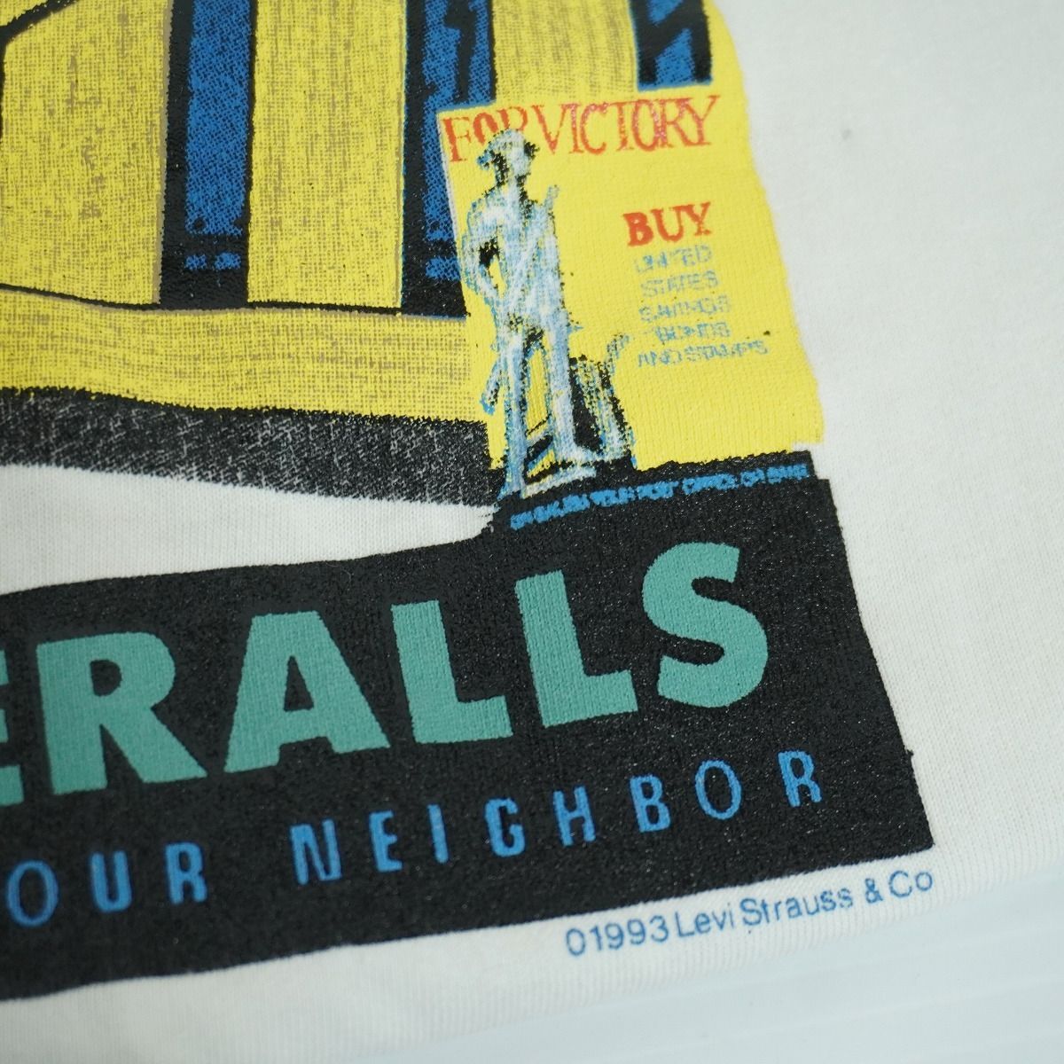 90S Levi's リーバイス 1993 グラフィック Tシャツ 半袖 カットソー ビンテージ 白 L 3517Q★4