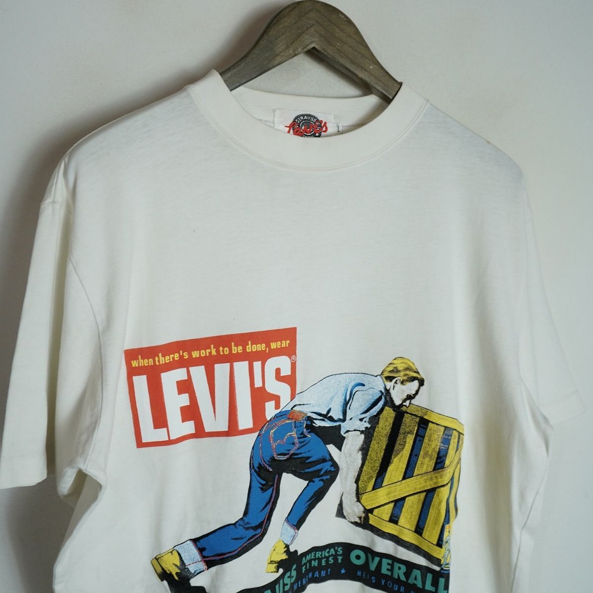 90S Levi's リーバイス 1993 グラフィック Tシャツ 半袖 カットソー ビンテージ 白 L 3517Q★4