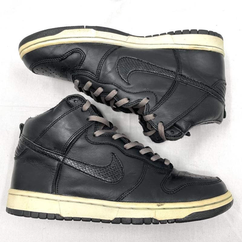 【中古】Stussy × Nike Dunk HIgh Plus ブラック 27cm 302763-001 ▲加水分解、ソール剥がれ スニーカー ステューシー×ナイキ[17]