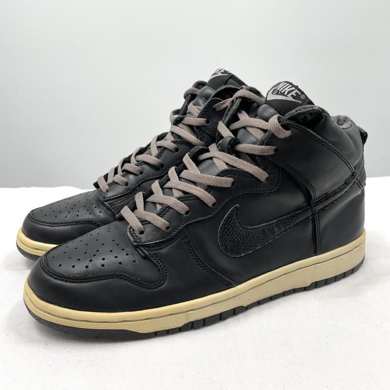 【中古】Stussy × Nike Dunk HIgh Plus ブラック 27cm 302763-001 ▲加水分解、ソール剥がれ スニーカー ステューシー×ナイキ[17]