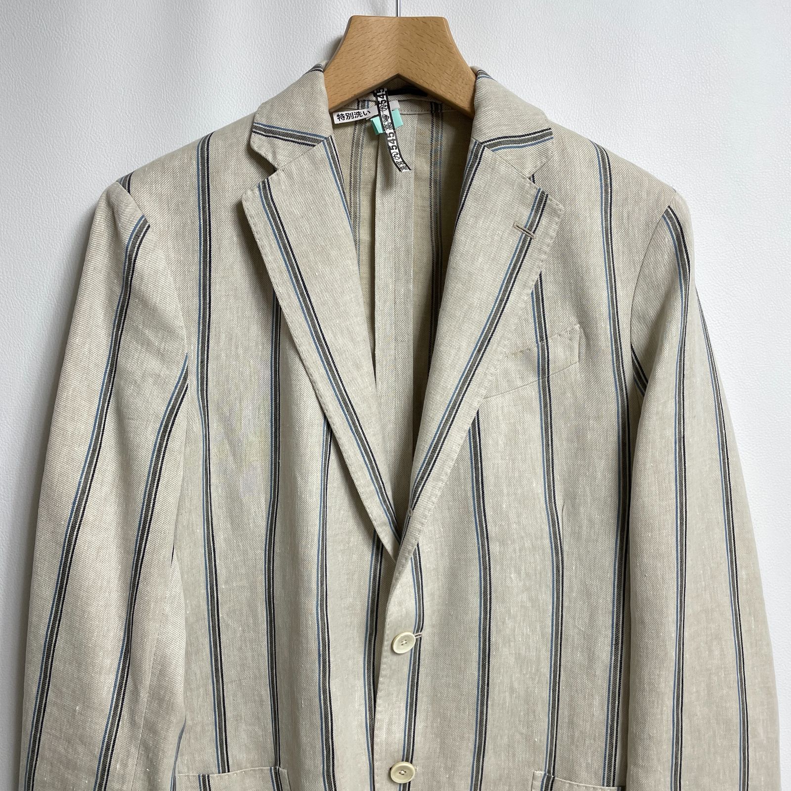 LARDINI ラルディーニ リネン テーラードジャケット ストライプ 48 L