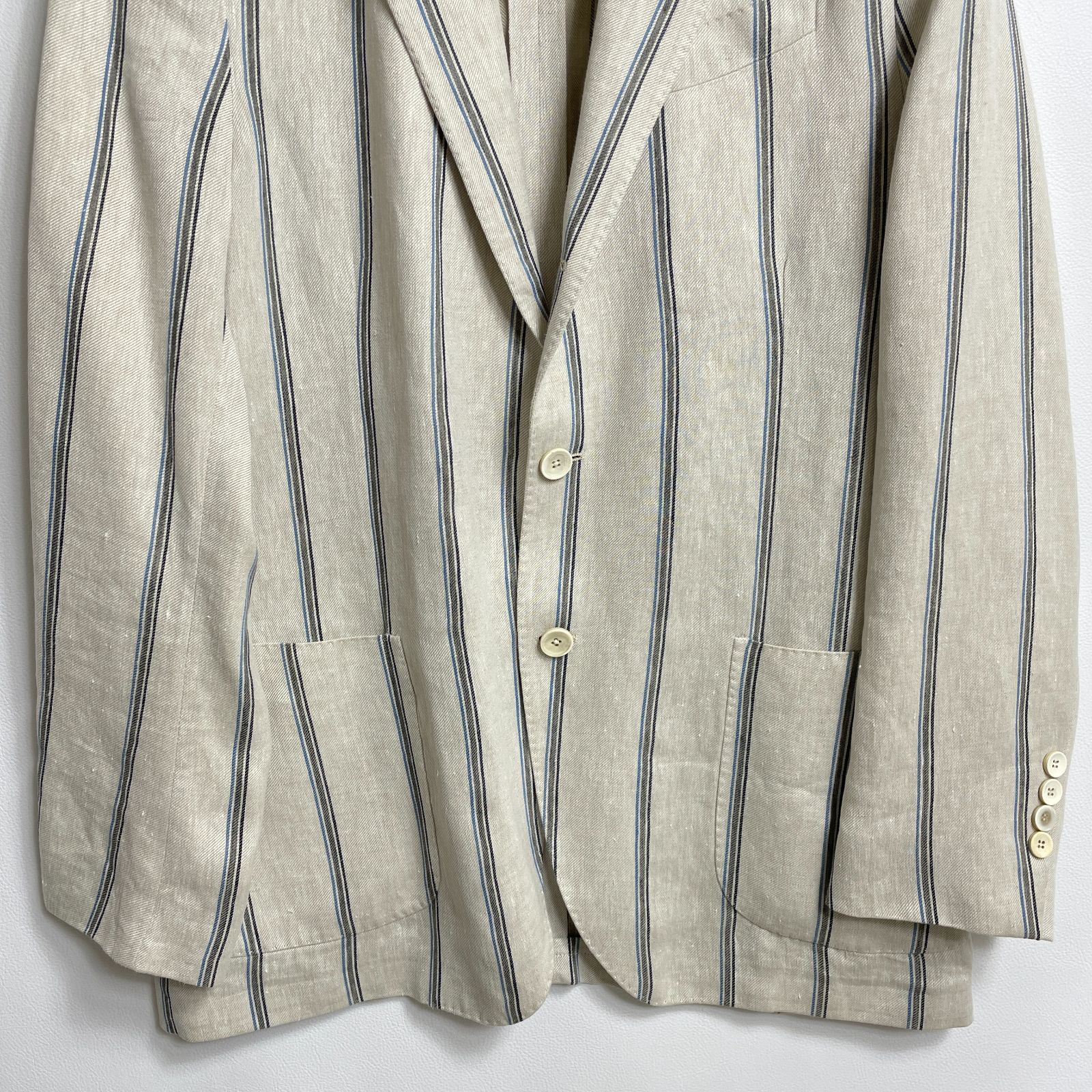 LARDINI ラルディーニ リネン テーラードジャケット ストライプ 48 L