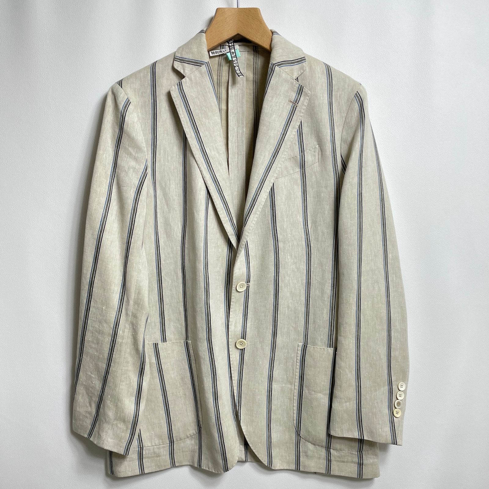 LARDINI ラルディーニ リネン テーラードジャケット ストライプ 48 L