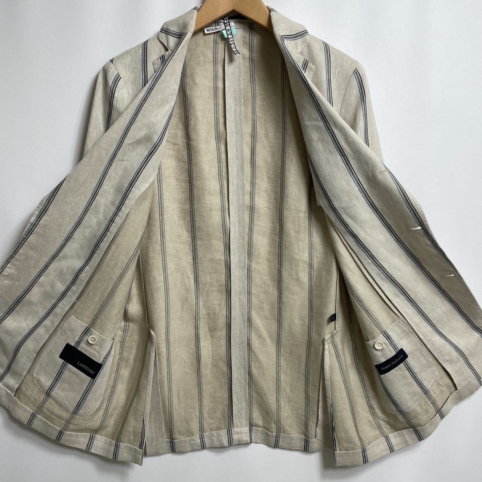 LARDINI ラルディーニ リネン テーラードジャケット ストライプ 48 L