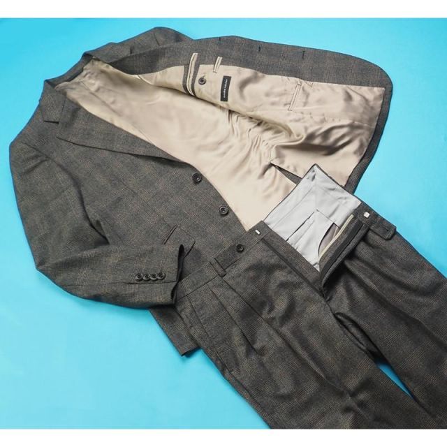 新品 azabu tailor 麻布テーラー 日本製 秋冬『CANONICO カノニコ 伊製生地』起毛 スリーピース スーツ46A(A5程度)灰 0915-027