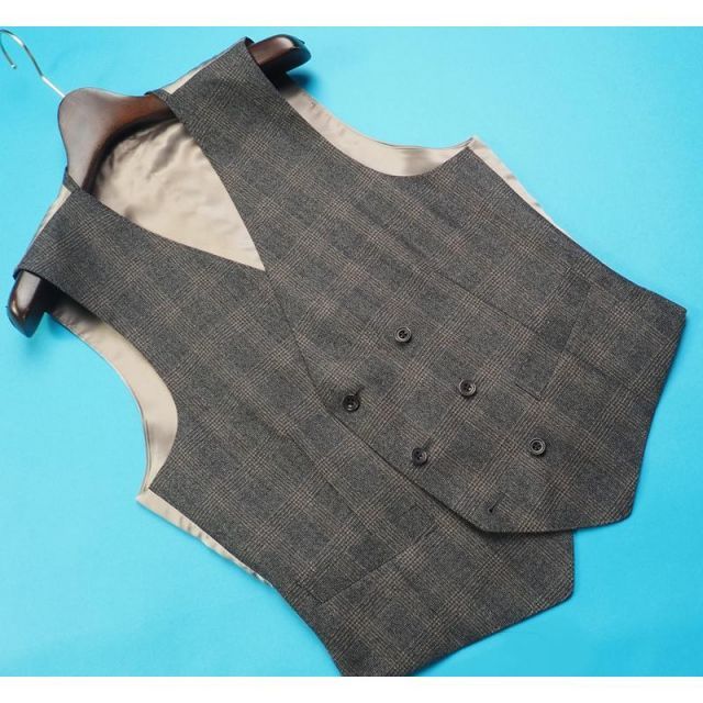 新品 azabu tailor 麻布テーラー 日本製 秋冬『CANONICO カノニコ 伊製生地』起毛 スリーピース スーツ46A(A5程度)灰 0915-027