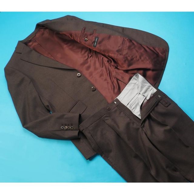 新品 azabu tailor 麻布テーラー 日本製 秋冬『ロロピアーナ T WAY 伊製生地』ツイード スリーピース スーツ46A(A5程度)茶 0830-122