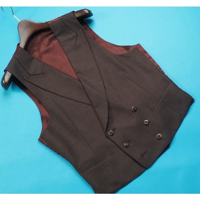 新品 azabu tailor 麻布テーラー 日本製 秋冬『ロロピアーナ T WAY 伊製生地』ツイード スリーピース スーツ46A(A5程度)茶 0830-122
