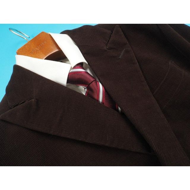 新品定価10万円 azabu tailor 麻布テーラー 日本製 秋冬『REDAELLI レダエリ 伊製生地』 コーデュロイ ダブルブレスト スーツ 46A(A5程度)茶 0817-002