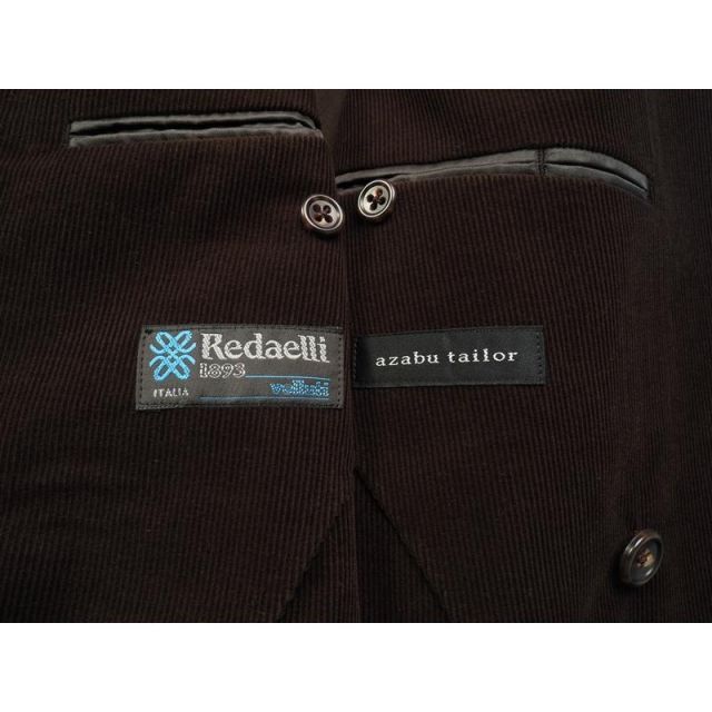 新品定価10万円 azabu tailor 麻布テーラー 日本製 秋冬『REDAELLI レダエリ 伊製生地』 コーデュロイ ダブルブレスト スーツ 46A(A5程度)茶 0817-002