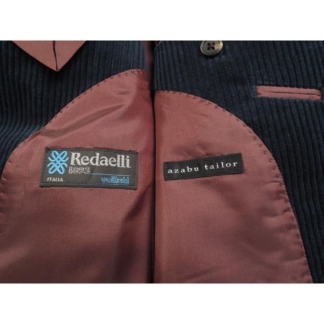新品定価9.5万円 azabu tailor 麻布テーラー 日本製 秋冬『REDAELLI レダエリ 伊製生地』コーデュロイ ダブルブレスト スーツ 46A(A5相当)青 0820-140