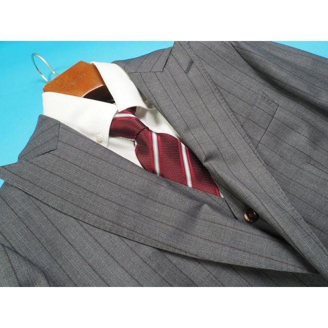 新品 azabu tailor 麻布テーラー 日本製 春秋冬『ロロピアーナ AUSTRALIS 伊製生地』スリーピース スーツ46A(A5程度)灰 0907-004