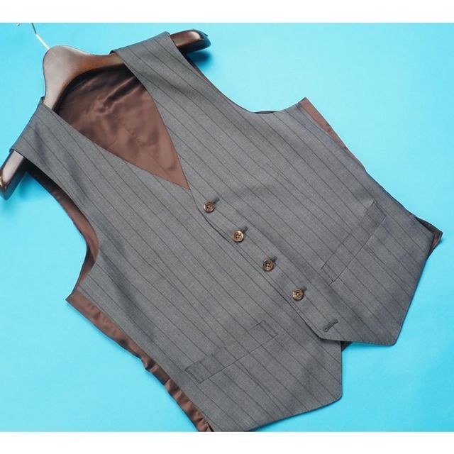 新品 azabu tailor 麻布テーラー 日本製 春秋冬『ロロピアーナ AUSTRALIS 伊製生地』スリーピース スーツ46A(A5程度)灰 0907-004
