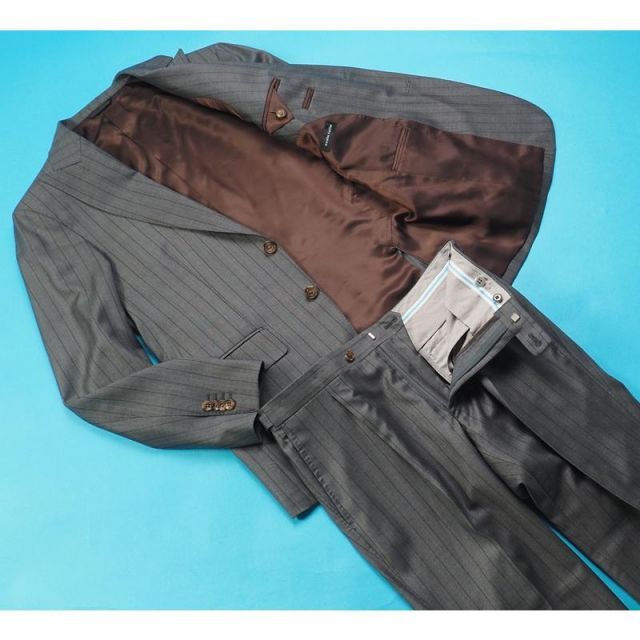 新品 azabu tailor 麻布テーラー 日本製 春秋冬『ロロピアーナ AUSTRALIS 伊製生地』スリーピース スーツ46A(A5程度)灰 0907-004