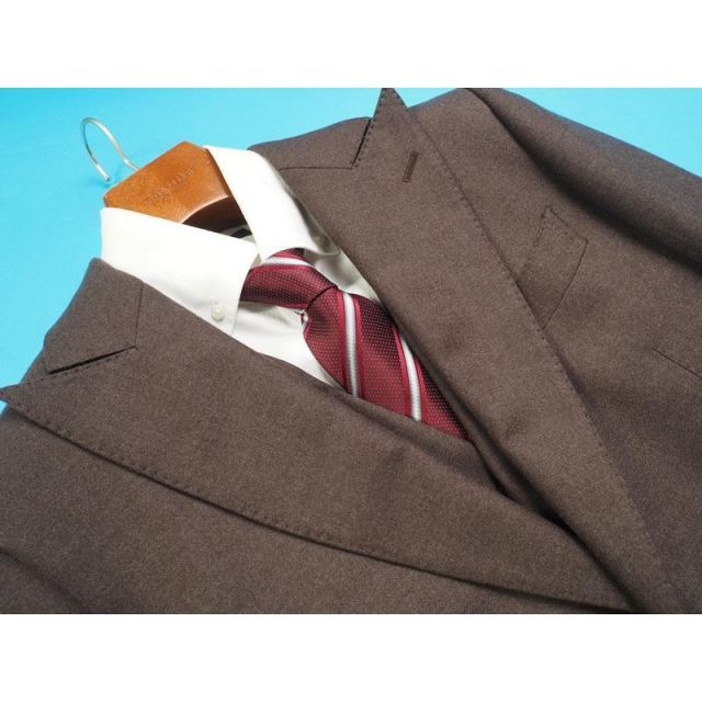 新品定価17.2万円 azabu tailor 麻布テーラー 日本製『ロロピアーナ 伊製生地』ツイード スリーピース スーツ46A(A5程度)茶 0830-123