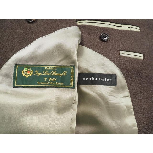 新品定価17.2万円 azabu tailor 麻布テーラー 日本製『ロロピアーナ 伊製生地』ツイード スリーピース スーツ46A(A5程度)茶 0830-123
