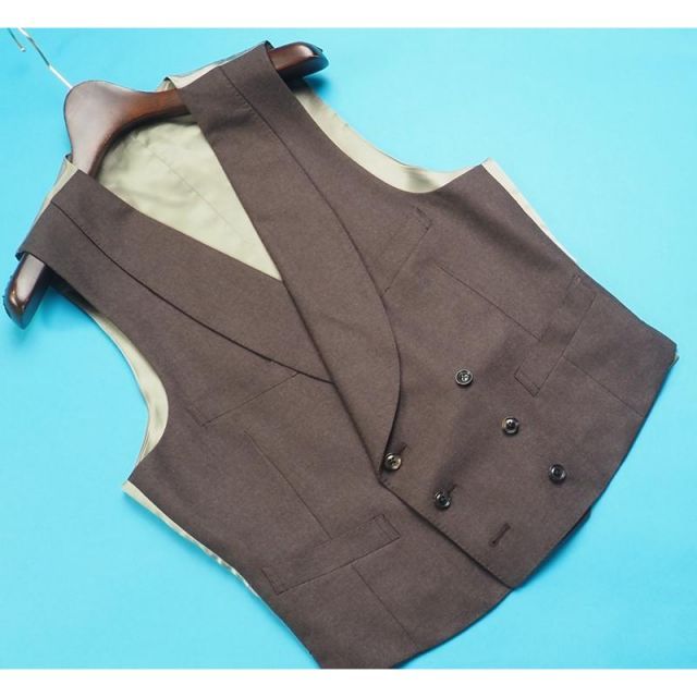 新品定価17.2万円 azabu tailor 麻布テーラー 日本製『ロロピアーナ 伊製生地』ツイード スリーピース スーツ46A(A5程度)茶 0830-123